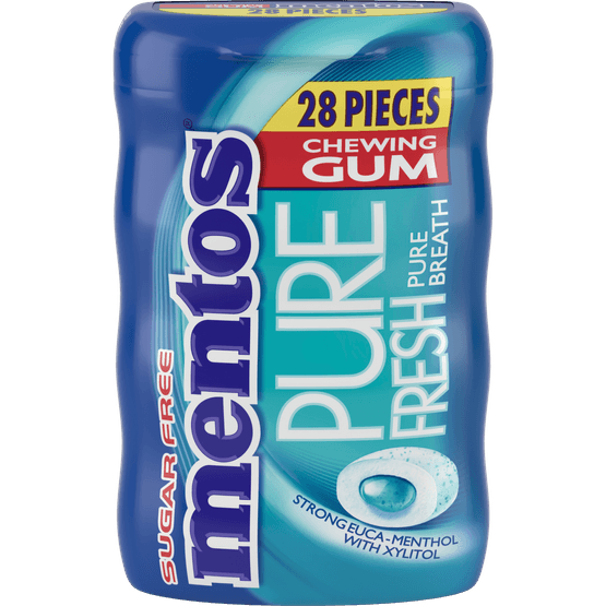 Foto van Mentos Pure fresh strong euca-menthol 28 st. op witte achtergrond