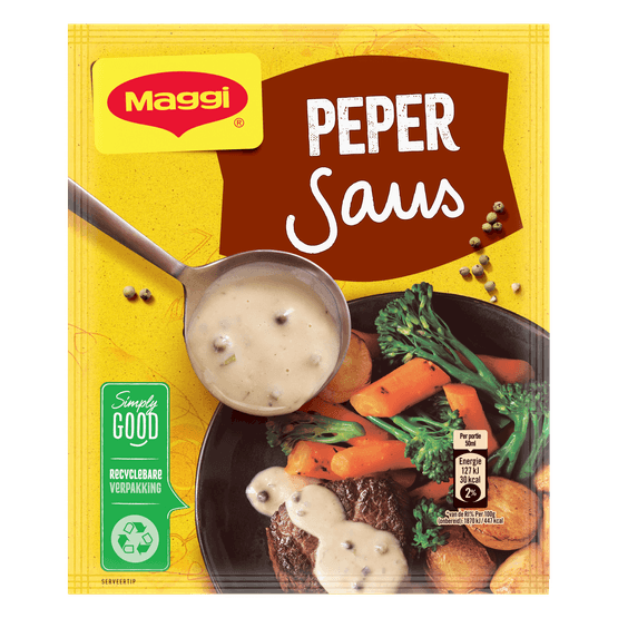 Foto van Maggi Pepersaus op witte achtergrond