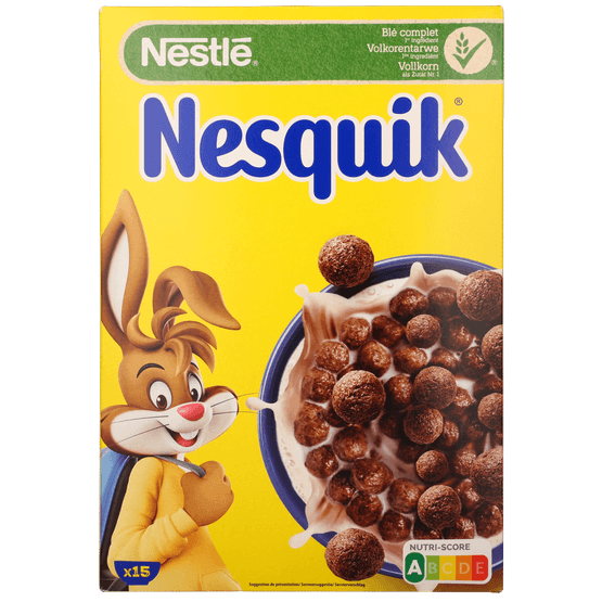 Foto van Nestlé Nesquik ontbijtgranen chocolade op witte achtergrond