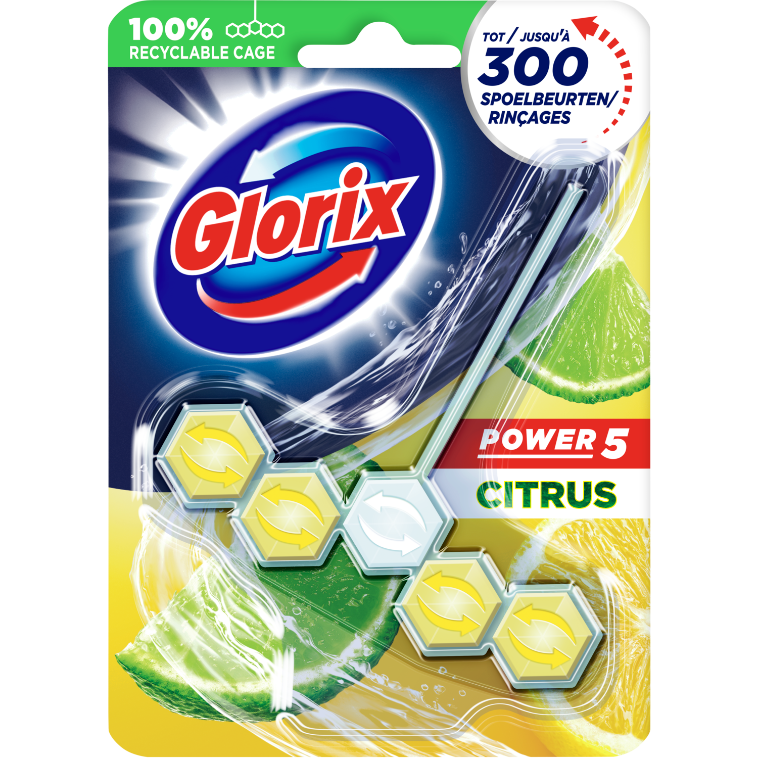 Glorix Toiletblok power citrus 5-ball