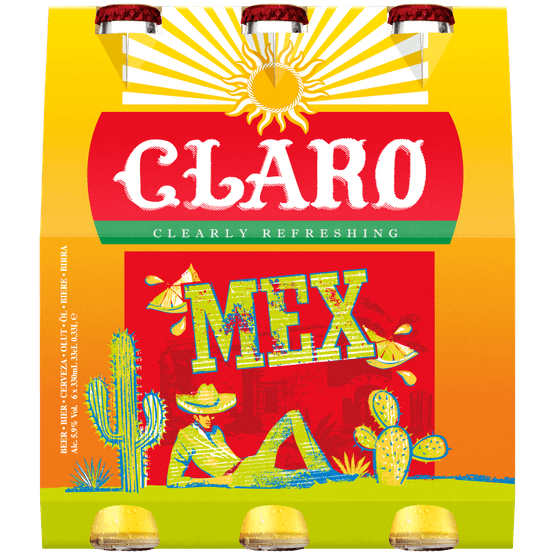 Foto van Claro Tequila flavoured 6x33 cl op witte achtergrond