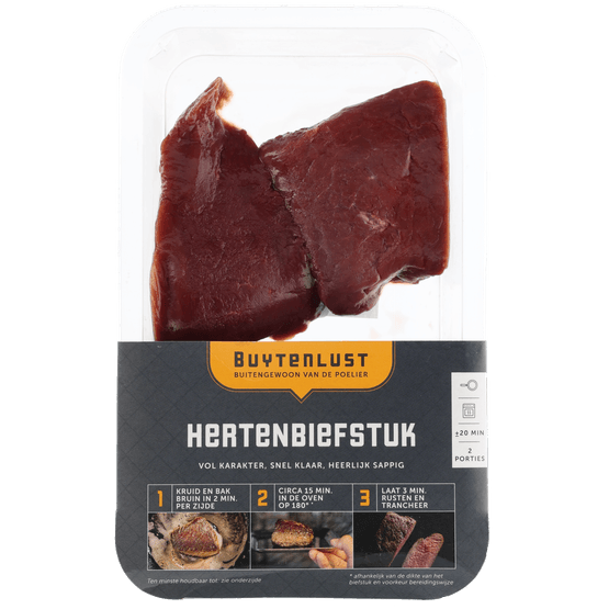 Foto van Buytenlust Hertenbiefstuk 2 stuks op witte achtergrond