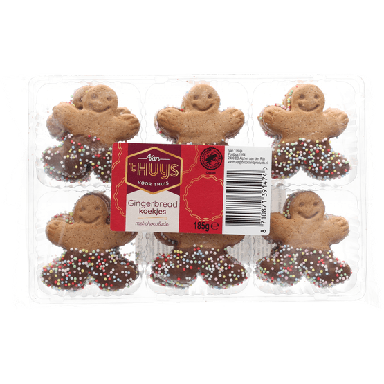 Foto van Van 't Huijs Gingerbread man koekjes op witte achtergrond