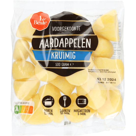 Foto van 1 de Beste Gekookte aardappelen kruimig op witte achtergrond