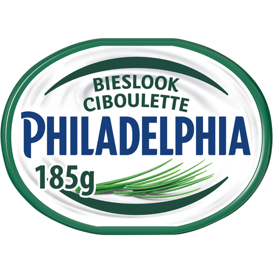 Foto van Philadelphia Bieslook light op witte achtergrond