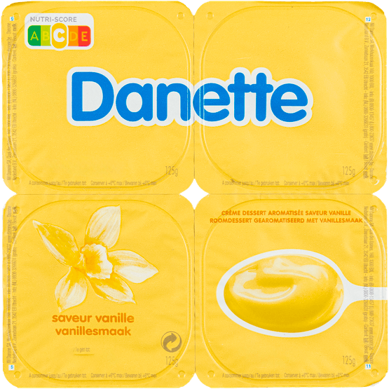 Foto van Danone Danette vanille 4 st. op witte achtergrond