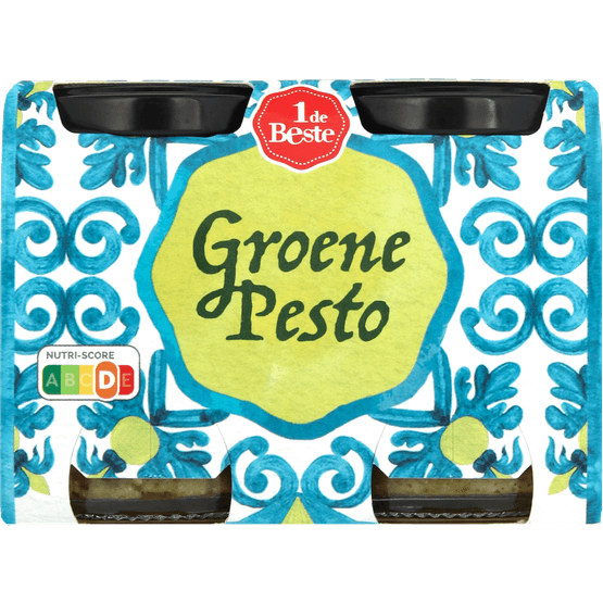Foto van 1 de Beste Pesto groen 2x 90 gram op witte achtergrond