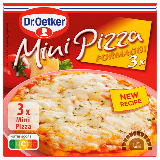 Foto van Dr. Oetker Mini pizza formaggi 3 st. op witte achtergrond