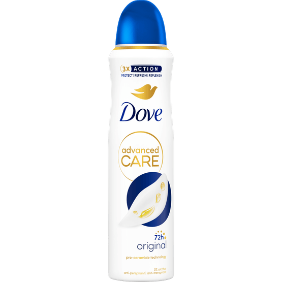 Foto van Dove Deospray advanced care original op witte achtergrond