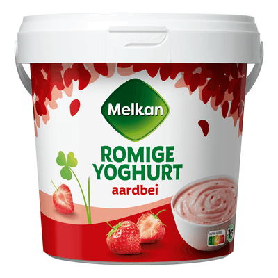 Melkan Roomyoghurt aardbei - 1 kg