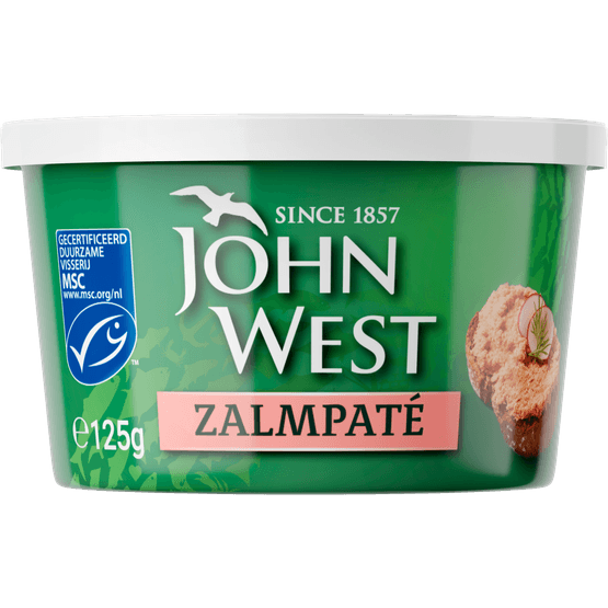 Foto van John West Zalmpate op witte achtergrond