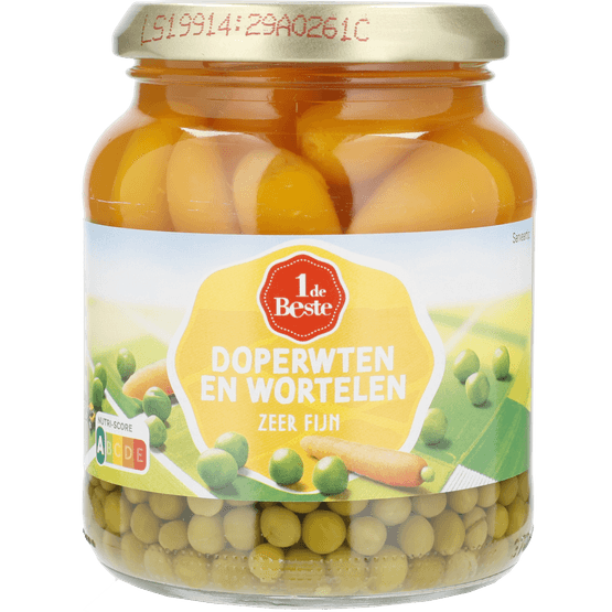 Foto van 1 de Beste Doperwten en wortelen op witte achtergrond