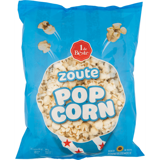 Foto van 1 de Beste Popcorn zout op witte achtergrond