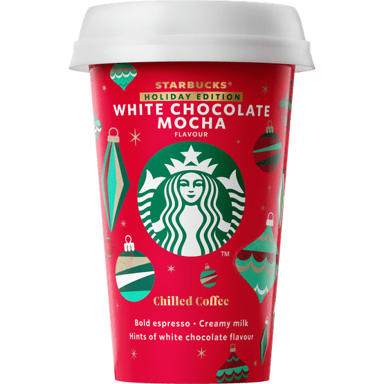 Foto van Starbucks Chilled classics white chocolate moccha op witte achtergrond