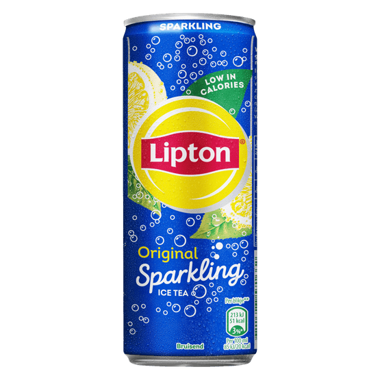 Foto van Lipton Ice tea sparkling op witte achtergrond