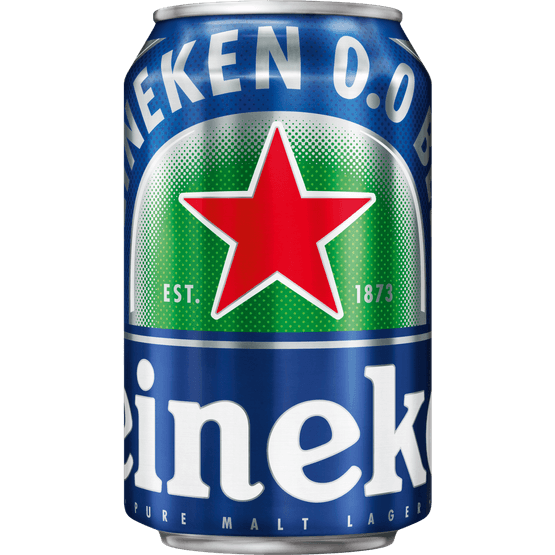 Foto van Heineken Pilsener alcoholvrij op witte achtergrond