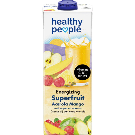 Foto van Healty People Superfruit mango & acerola op witte achtergrond