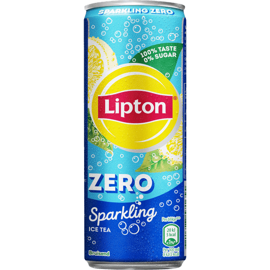 Foto van Lipton Ice tea sparkling zero op witte achtergrond