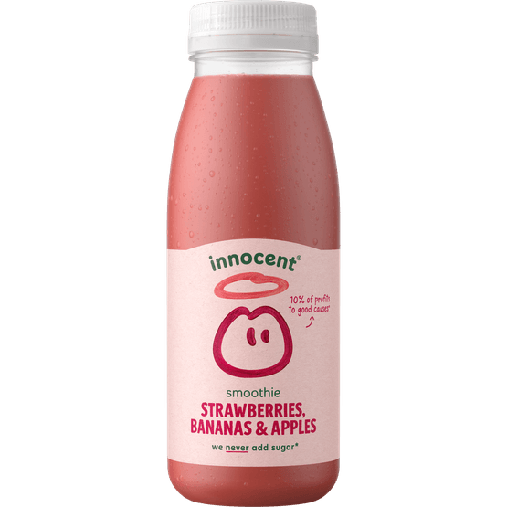 Foto van Innocent Smoothie strawberry & banana op witte achtergrond