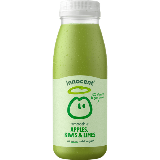 Foto van Innocent Smoothie apple kiwi & lime op witte achtergrond
