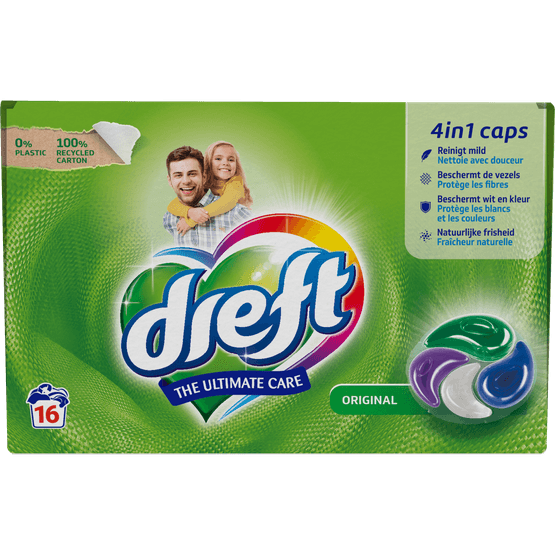 Foto van Dreft Wascapsules caps 4 in 1 origineel op witte achtergrond