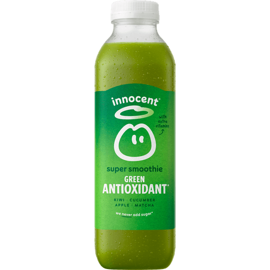 Foto van Innocent Super smoothie green antioxidant op witte achtergrond