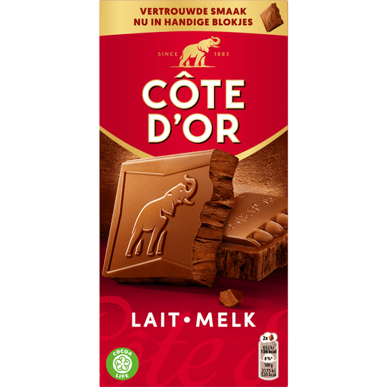 Foto van Côte d'Or Tablet melk op witte achtergrond