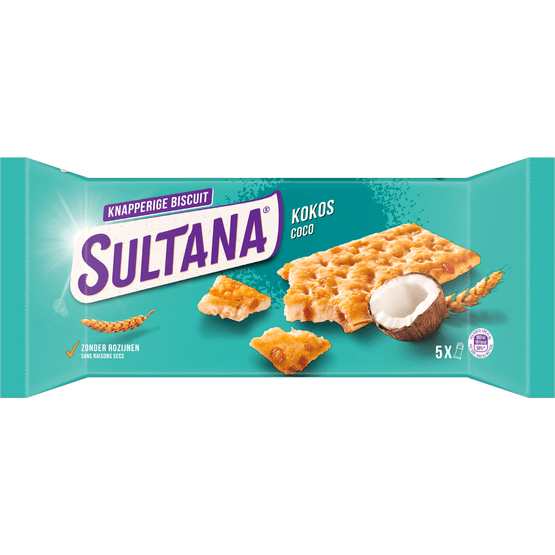 Foto van Sultana Knappers kokos 5x 3st. op witte achtergrond