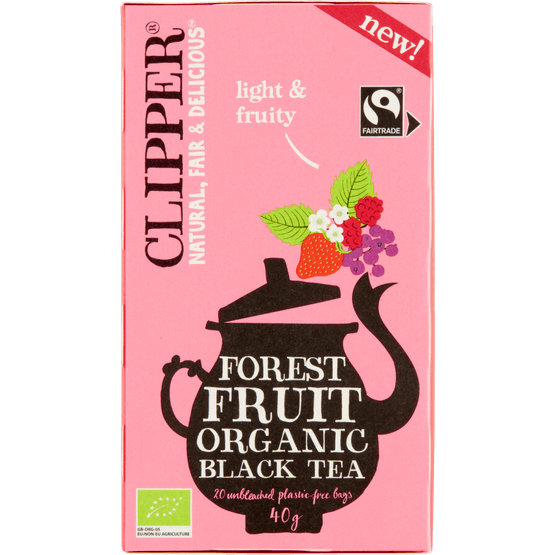 Foto van Clipper Zwarte thee forest fruit 20 zk. op witte achtergrond