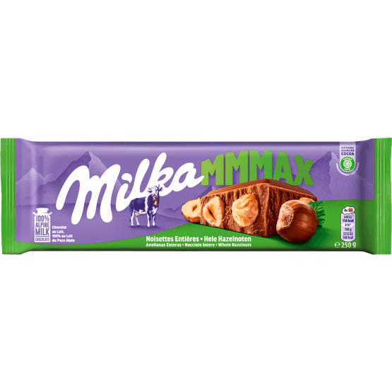 Foto van Milka Chocoladereep hazelnoot op witte achtergrond