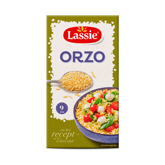 Foto van Lassie Orzo op witte achtergrond