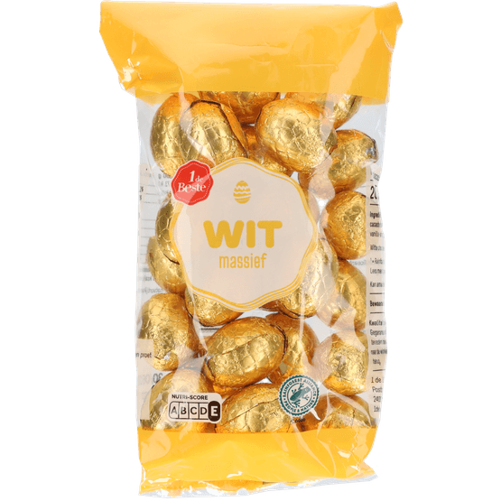 Foto van 1 de Beste Paaseitjes wit massief op witte achtergrond