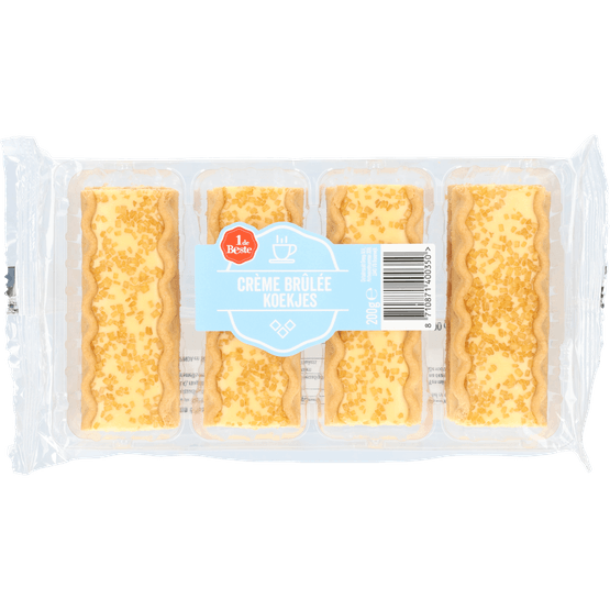 Foto van 1 de Beste Creme brulee koekje op witte achtergrond