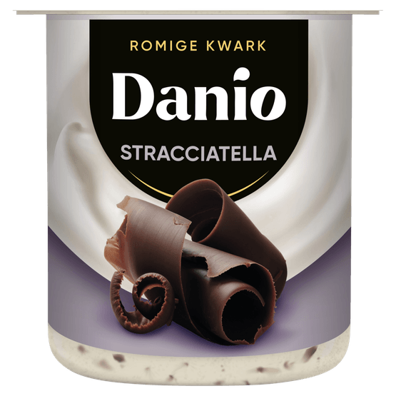 Foto van Danio Romige kwark stracciatella op witte achtergrond