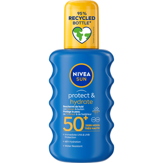 Foto van Nivea Sun spray factor 50 op witte achtergrond