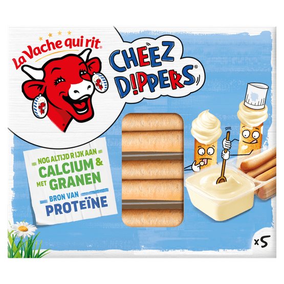 Foto van La Vache Qui Rit Cheez dippers op witte achtergrond