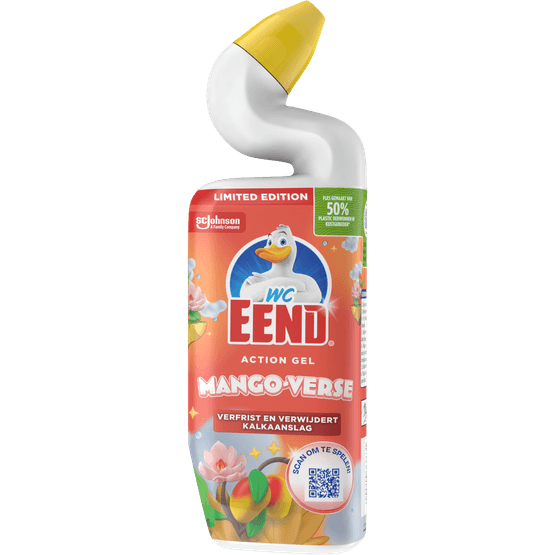 Foto van WC-eend Toiletreiniger action gel mango op witte achtergrond