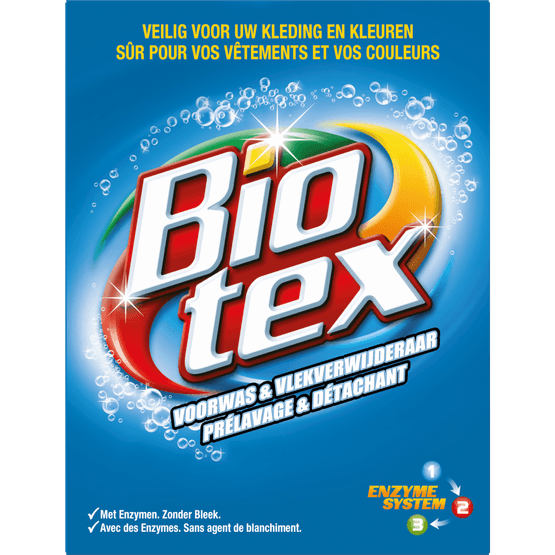 Foto van Biotex Voorwas blauw op witte achtergrond