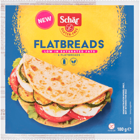 Foto van Schär Flatbreads glutenvrij op witte achtergrond
