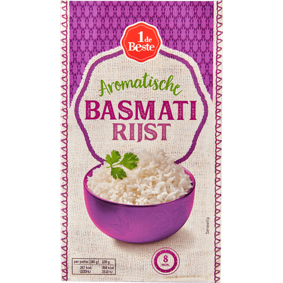 Foto van 1 de Beste Basmatirijst op witte achtergrond