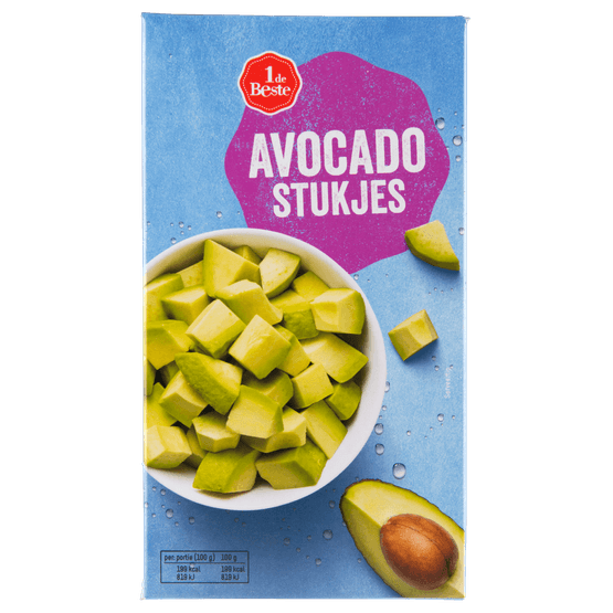 Foto van 1 de Beste Avocado stukjes op witte achtergrond