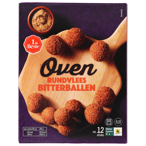 Foto van 1 de Beste Oven bitterballen 12 stuks op witte achtergrond