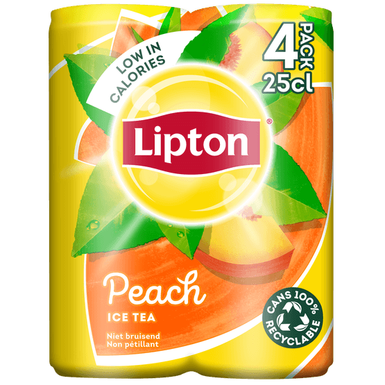 Foto van Lipton Peach 4x25 cl op witte achtergrond