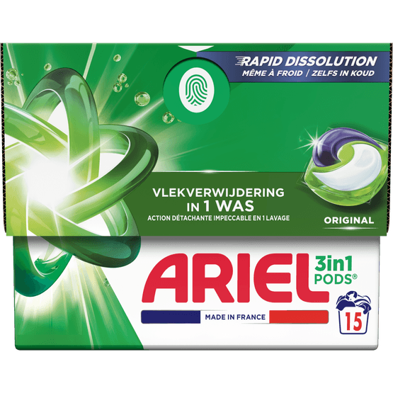 Foto van Ariel Vloeibaar wasmiddel all in 1 pod original op witte achtergrond