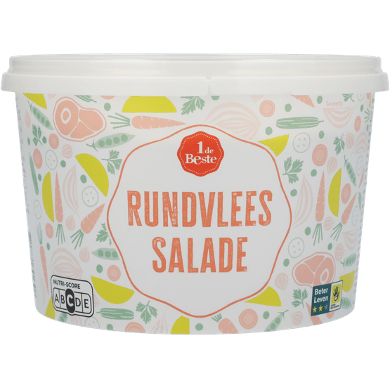 Foto van 1 de Beste Rundvleessalade op witte achtergrond