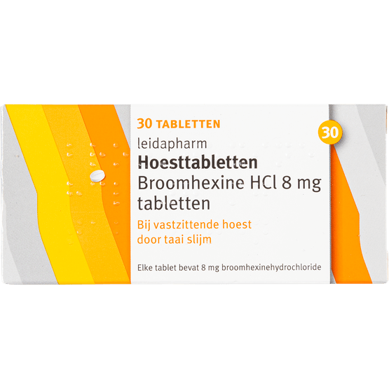 Foto van LEIDAPHARM Broomhexine 8 mg 30 st. op witte achtergrond