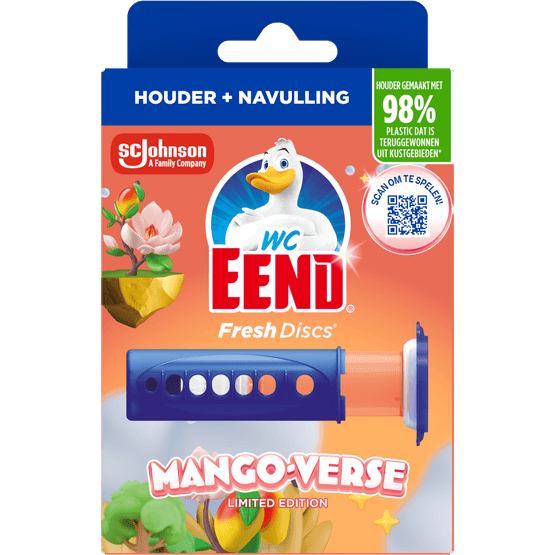 Foto van WC-eend Fresh discs houder mango op witte achtergrond