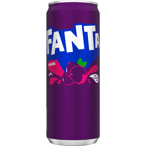 Foto van Fanta Cassis blik op witte achtergrond