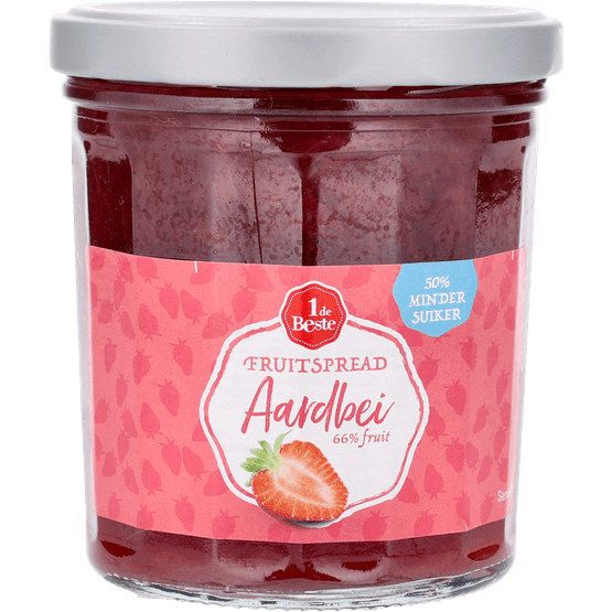Foto van 1 de Beste Fruitspread aardbei op witte achtergrond