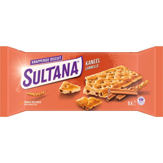 Foto van Sultana Knappers kaneel 5x 3st. op witte achtergrond